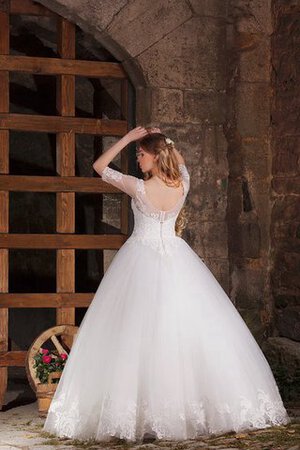 Abito da Sposa Radiosa Classico con Mezze Maniche con Applique in Tulle