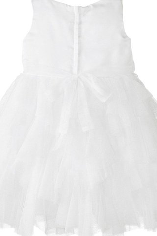 Abito da Cerimonia Bambini A-Line in Tulle con Fiocco con Fiore Senza Maniche