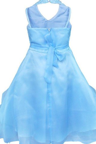 Abito da Cerimonia Bambini Anello in Organza con Applique Cerniera A Terra