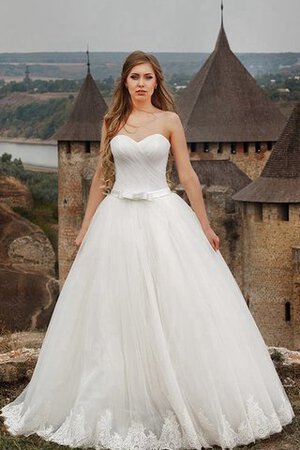 Abito da Sposa Spazzola Treno A Terra in Tulle con Applique Senza Maniche