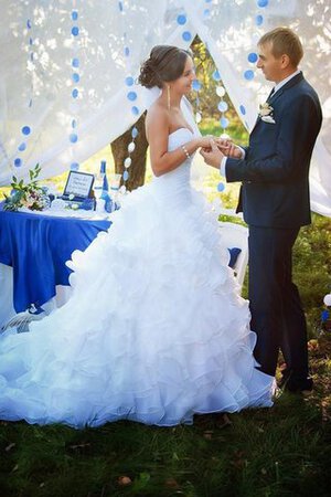 Abito da Sposa in Raso Schiena Nuda con Increspature Cappellino A Terra