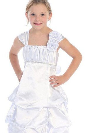 Abito da Cerimonia Bambini Quadrato in Taffeta con Piega Sotto Ginocchio con Increspature