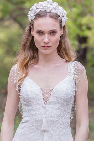 Abito da Sposa A Terra con Piega A-Line Moderno Vintage