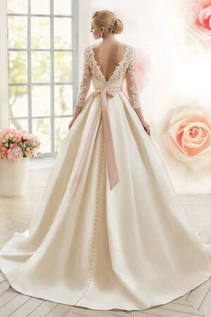 Abito da Sposa A-Line Lusso con Maniche Lunghe con Increspature Vintage