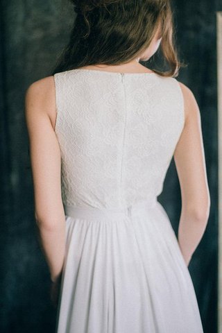 Abito da Sposa Barchetta Semplice Lusso in Chiffon Senza Maniche