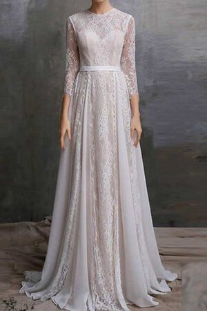 Abito da Sposa A-Line decorato in Pizzo Conservatore con Tre Quarti Lunghezza Maniche