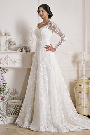 Abito da Sposa con Fiocco V-Scollo con Applique in Pizzo Allacciato