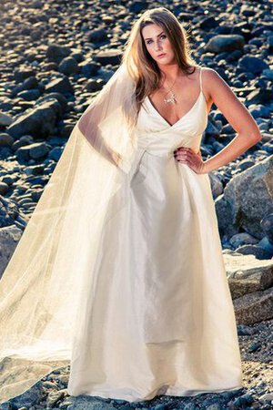 Abito da Sposa a Riva in Taffeta Naturale V-Scollo Senza Maniche