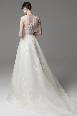 Abito da Sposa A-Line A Terra a Riva Cappellino con Manica Corte