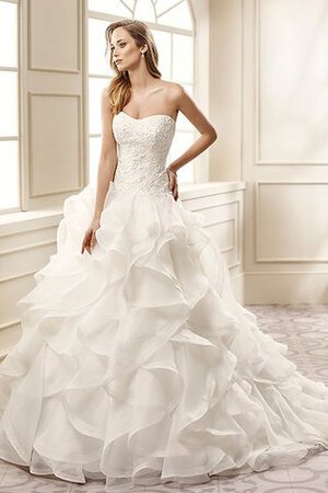 Abito da Sposa con Increspature Favola Lunghi Cuore Coda A Strascico Corto