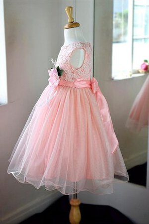 Abito da Cerimonia Bambini Tondo con Piega con Fiocco in Tulle con Increspature