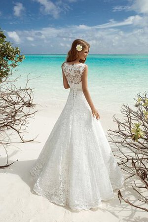 Abito da Sposa Lunghi con Applique a Spiaggia con Perline V-Scollo