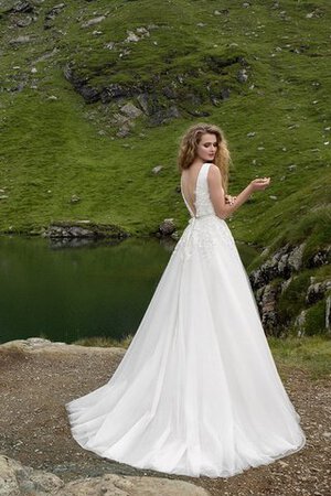 Abito da Sposa con Applique A-Line Favola Coda A Strascico Corto Vintage