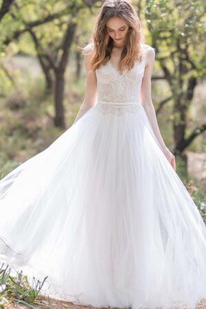 Abito da Sposa Senza Maniche con Perline A-Line in Chiffon Cappellino