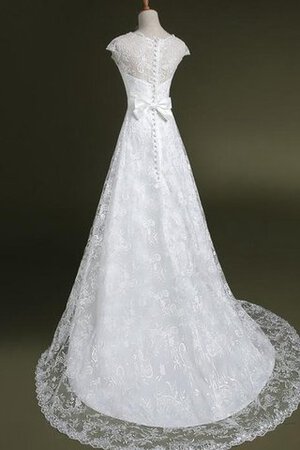 Abito da Sposa con Applique Allacciato Bordo Ondulato Lusso A Terra