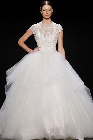 Abito da Sposa Conservatore in Tulle A Terra con Perline Naturale