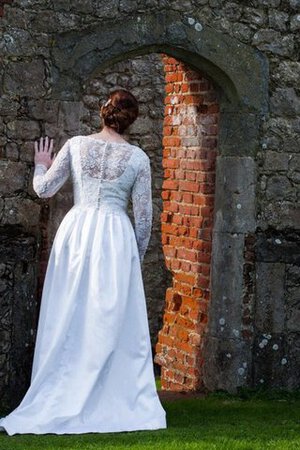 Abito da Sposa con Applique in Taffeta con Bottone con Perline A Terra