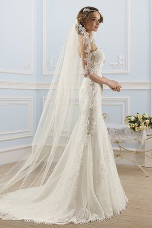 Abito da Sposa con Applique con Perline in Pizzo Romantico Senza Strap