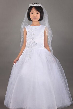 Abito da Cerimonia Bambini A-Line in Tulle Ball Gown Senza Maniche con Applique