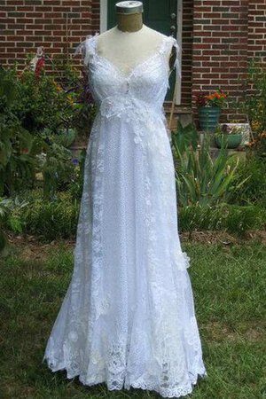 Abito da Sposa A-Line Spazzola Treno con Applique Semplice con Fusciacca
