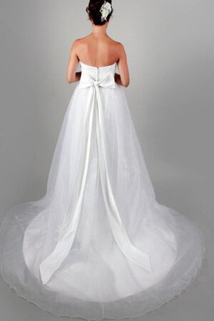 Abito da Sposa Naturale A-Line con Increspato con Perline in Organza