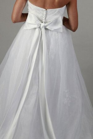 Abito da Sposa Naturale A-Line con Increspato con Perline in Organza