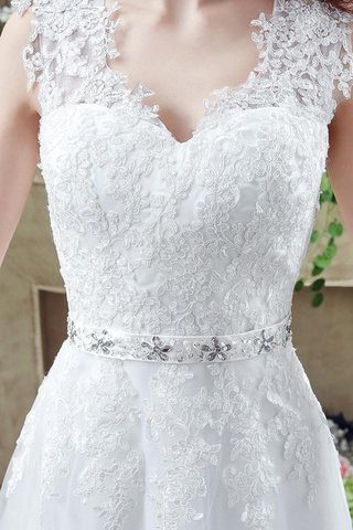 Abito da Sposa con Applique All Aperto V-Scollo Naturale A Terra