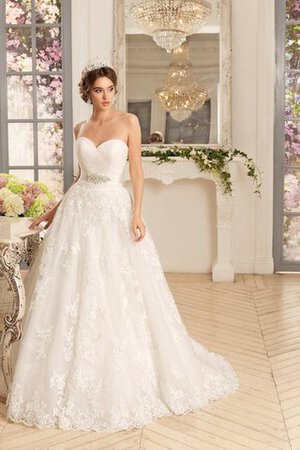 Abito da Sposa con Piega con Applique con Bottone Cuore Coda A Strascico Corto