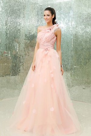 Abito Quinceanera Radiosa Monospalla con Fiore in Tulle A-Line