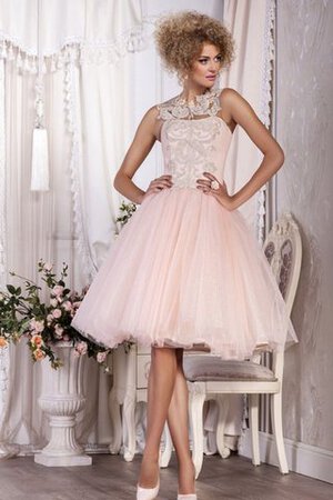 Abito Homecoming con Applique in Tulle A-Line con Piega con Bottone