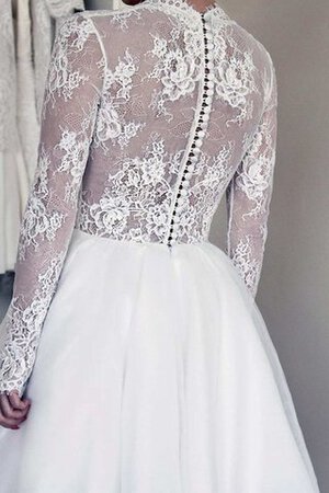 Abito da Sposa Mini Queen Anne con Maniche Lunghe con Fiocco Al Ginocchio