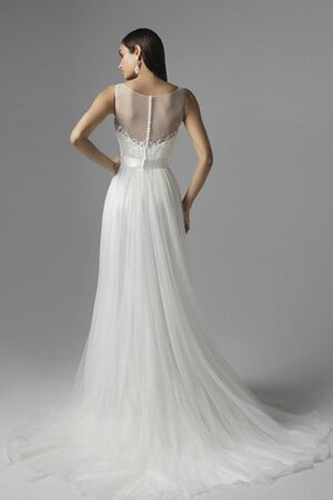 Abito da Sposa A-Line Senza Maniche Tondo Naturale con Applique