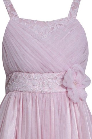 Abito da Cerimonia Bambini A-Line con Fiore Senza Maniche in Pizzo in Tulle