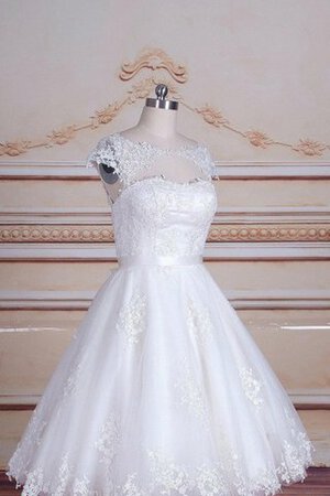 Abito da Sposa Cappellino A-Line con Fusciacca Sotto Ginocchio Semplice