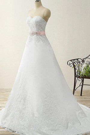 Abito da Sposa Lungo in Pizzo A-Line con Perline con Applique