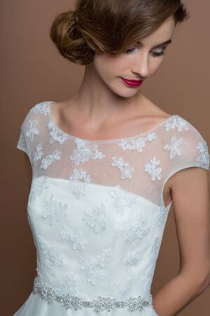 Abito da Sposa A-Line Retro con Fusciacca con Bottone con Manica Corte