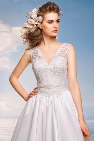 Abito da Sposa V-Scollo A-Line in Pizzo Senza Maniche Lunghi