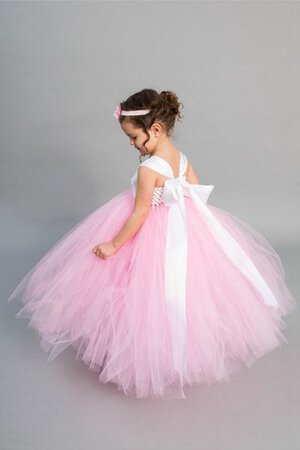 Abito da Cerimonia Bambini con Fiocco con Increspature in Tulle con Fusciacca con Piega