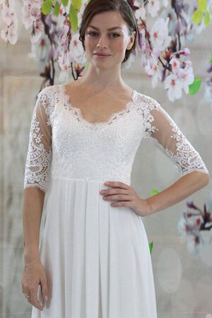 Abito da Sposa con Piega Semplice Tondo V-Scollo in Chiffon