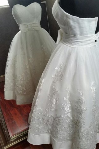 Abito da Sposa Retro in Pizzo Sotto Ginocchio Semplice A-Line