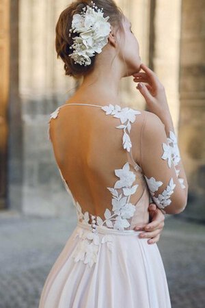 Abito da Sposa Moderno A-Line Naturale Favola con Maniche Lunghe