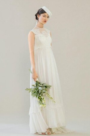 Abito da Sposa in Pizzo in Chiffon Classico Spazzola Treno A-Line