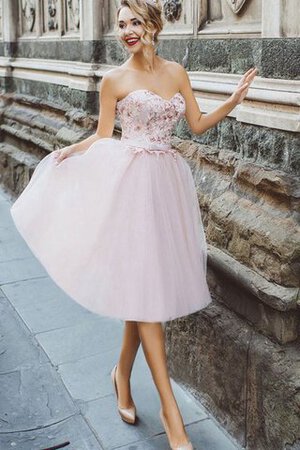 Abito Homecoming con Fiocco Moderno in Tulle con Applique Lusso