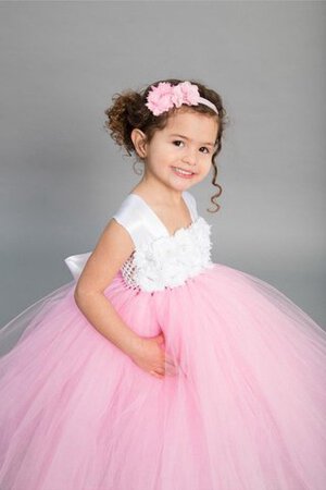 Abito da Cerimonia Bambini con Fiocco con Increspature in Tulle con Fusciacca con Piega