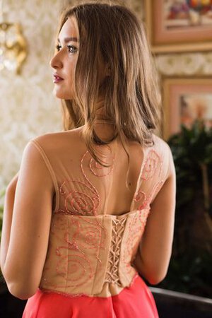 Abito Da Ballo Spazzola Treno in Chiffon Lupetto A-Line con Perline