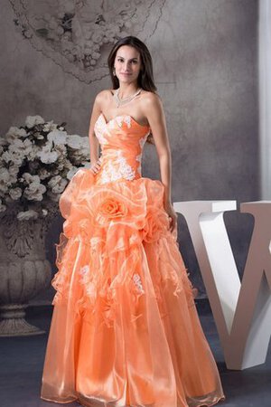 Abito Quinceanera con Fiore con Applique Ball Gown con Increspature Cuore