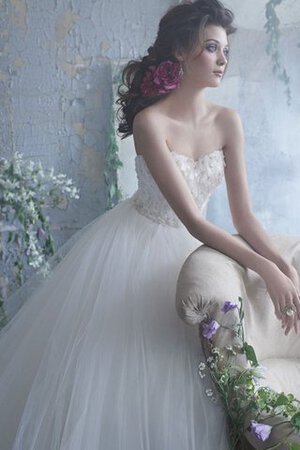 Abito da Sposa Senza Maniche Naturale Spazzola Treno con Perline Cuore