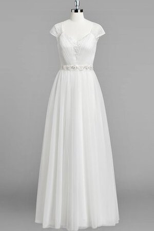 Abito da Sposa A-Line V-Scollo Cappellino in Chiffon con Perline