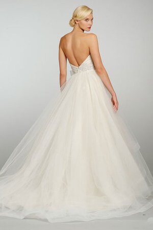 Abito da Sposa con Increspature Ball Gown Naturale Spazzola Treno Cuore