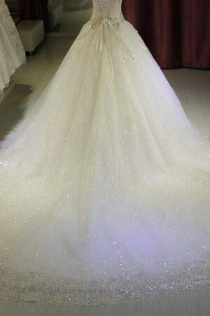 Abito da Sposa con Paillette Senza Maniche Elegante con Nastro con Perline